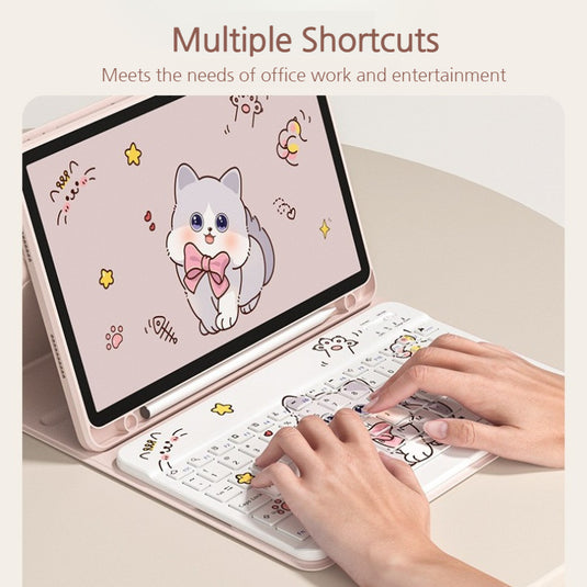 [With Backlit] Apple iPad 5/6 9.7'' 5/6th Gen (2017/2018) - Cartoon Rotation Magnetic Adsorption Keyboard Case - i-Station Mobile Phone & Electronic Device Repair and Accessories