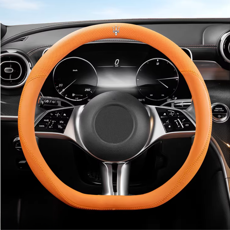 Load image into Gallery viewer, Maserati Nappa Leather Breathable Steering Wheel Cover for Quattroporte, Ghibli, Levante, MC20 - i-Station Mobile Phone &amp; Electronic Device Repair and Accessories
