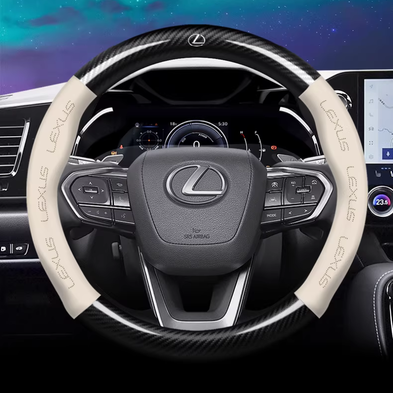 Load image into Gallery viewer, Lexus Leather &amp; Carbon Fiber Car Steering Wheel Covers for Lexus ES200, ES300H, RX350, NX200, UX260
