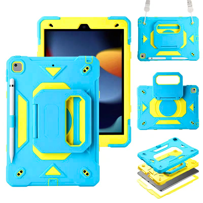 Load image into Gallery viewer, [Built-in Stand] Apple iPad 7/8/9 10.2&#39;&#39; 7/8/9th Gen (2019/2020/2021) Rotating Hand Strap Shockproof Protective Case With Pencil Slot
