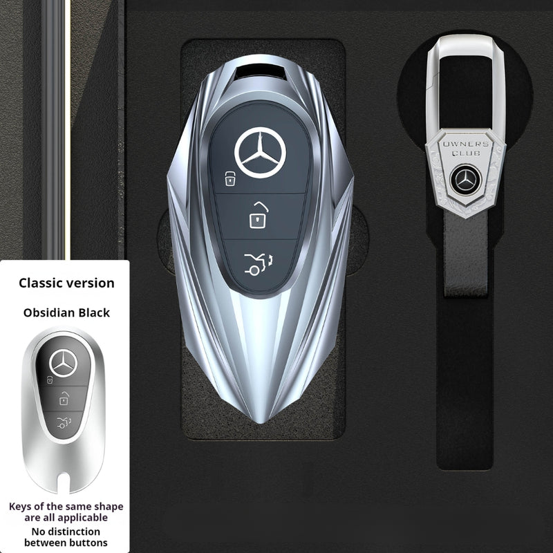 Load image into Gallery viewer, Mercedes Benz Mecha Style Zinc Alloy Key Case For Benz A, B, C, E, S, G-Class, GLA, GLB, GLC, GLE, GLS, CLA, CLS, EQC
