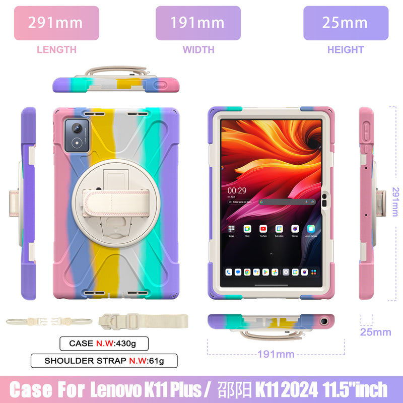 Load image into Gallery viewer, [Built-in Stand] Lenovo Tab K11 Plus 11.45&quot; 2024 (TB352FU/XU) - Kid Shockproof Heavy Duty Series Case With Shoulder Strap
