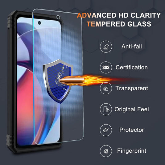 [Magnetic Ring Kickstand][Slide Camera Cover] Motorola Moto G Stylus 5G 2023 - Shield Shockproof Rugged Heavy Duty Case With Screen Protector With 2PC Tempered Glass Screen Protector