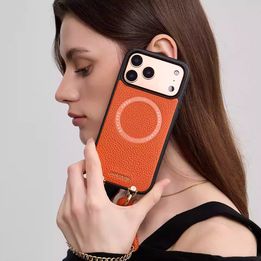 [Magsafe Compatible] Apple iPhone 17/Pro/Pro Max - Custype Portable Premium Leather Protective Case with Chain