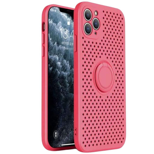 Apple iPhone 11 / Pro / Max Liquid Silicone Shockproof Cooling Mesh Case with Magnetic Ring Holder & Lanyard