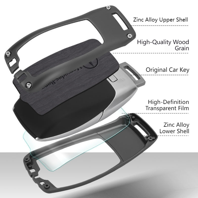 Load image into Gallery viewer, Mercedes Benz Alloy + Leather Protection Car Key Fob Case Cover For Benz A, B, C, E, S, G-Class, GLA, GLB, GLC, GLE, GLS, CLA, CLS, EQC - i-Station Mobile Phone &amp; Electronic Device Repair and Accessories
