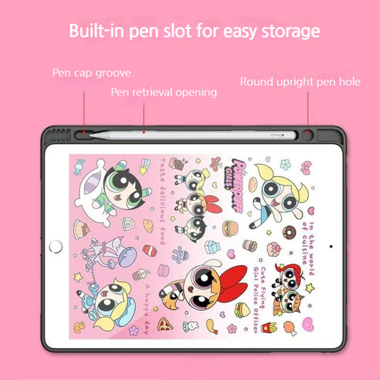 [Detachable][Built-in Pen Slot] Apple iPad 5/6 9.7'' 5/6th Gen (2017/2018) Powerpuff Girls Smart 360° Degree Rotate Stand Shockproof Flip Cover Case