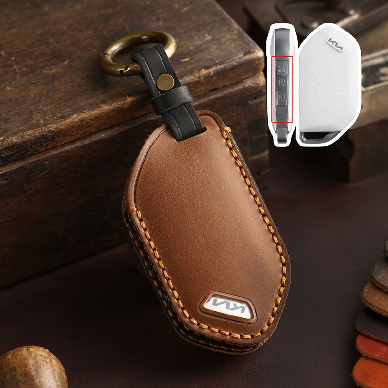 Load image into Gallery viewer, Kia Handcrafted Genuine Leather Car Key Protective Case For Carnival, Ev9, Picanto, Gt Line
