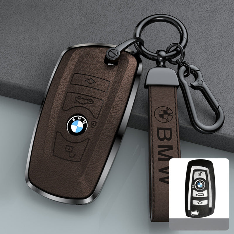 Load image into Gallery viewer, BMW Zinc Alloy + Leather Protection Car Key Case For 1, 2, 3, 5, 7 Series, X3, X5, X6
