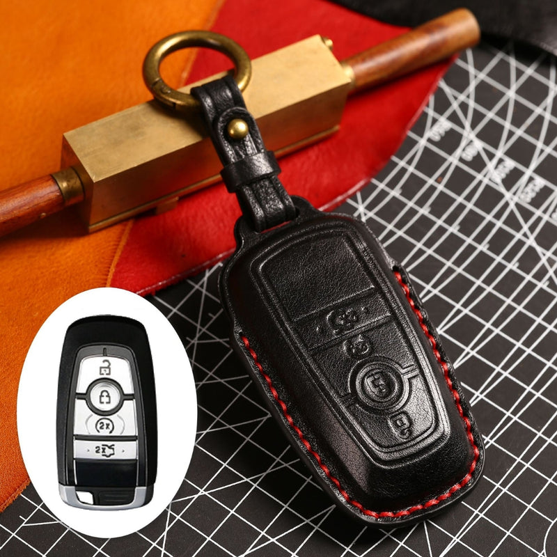 Load image into Gallery viewer, Ford Handcrafted Genuine Leather Folding Key Protective Case For Raptor F-150, Focus, Escort, Mondeo, Edge, Explorer, Mustang
