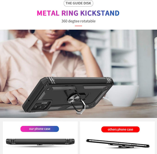 [Magnetic Ring Kickstand] Motorola Moto G Stylus 2021 - Shield Shockproof Rugged Heavy Duty Case With 2PC Tempered Glass Screen Protector