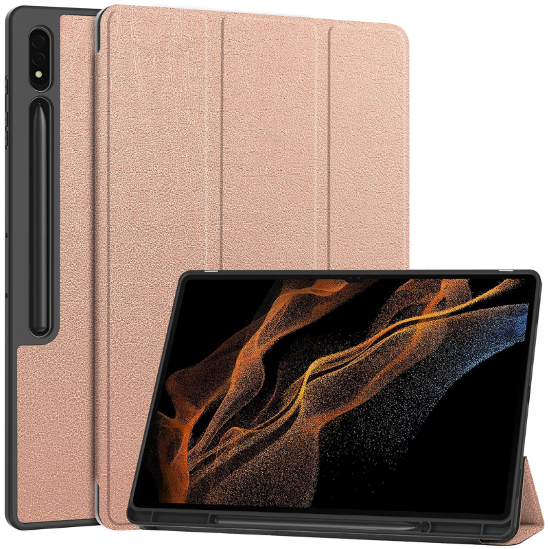 Load image into Gallery viewer, [With Pen Slot] Samsung Galaxy Tab S9 Ultra 14.6’’ 2023 (X910) Tri-fold TPU Leather Soft Case
