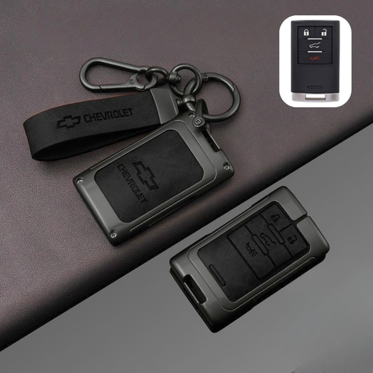 Chevrolet Zinc Alloy + PU Leather Car Key Fob Case Cover For Malibu, Equinox, Trax, Express, Silverado, Captiva