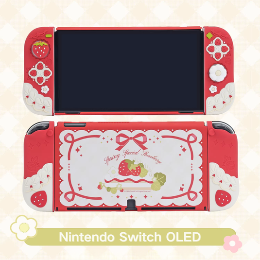 Nintendo Switch /Switch OLED/Switch 2 (2025) - Cute Strawberry Silicone Protective Cover Case