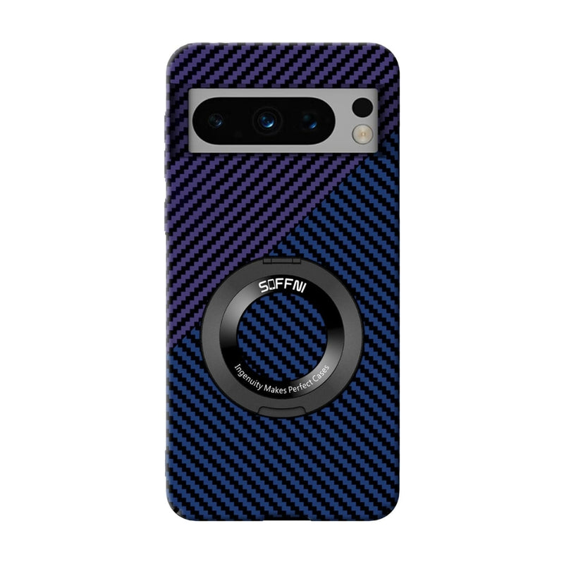 Load image into Gallery viewer, [360° Rotating Bracket] Google Pixel 7/Pro/A - Matte Carbon Fiber Style Magnetic Protective Case
