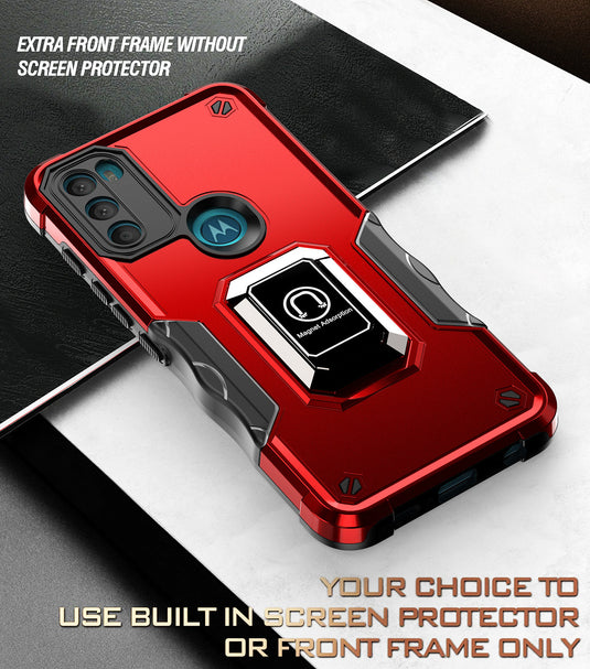 [Built-in Ring Bracket] Motorola Moto Edge 20 Lite/Pro Hybrid Soft Silicone Hard PC Shockproof Protection Heavy Duty Series Case