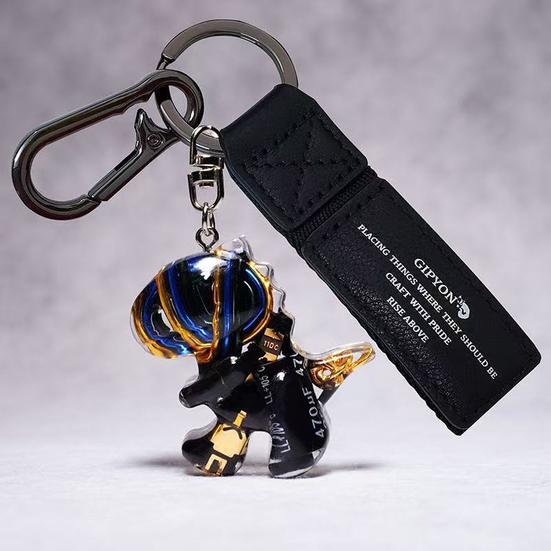 Load image into Gallery viewer, Cyberpunk Dino Car Keychain – Compact, Lightweight &amp; Stylish
