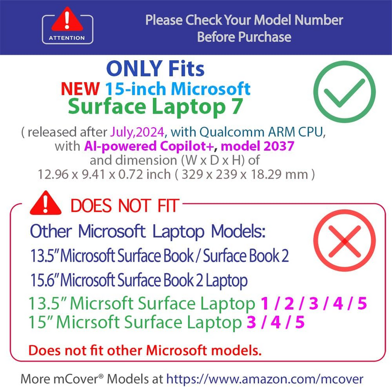 Load image into Gallery viewer, Microsoft Surface Laptop 7 (2037) 15&quot; - iPearl PC Semi-Transparent Shockproof Hard Shell
