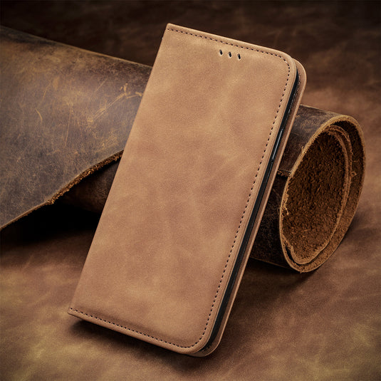 [With Card Slot] Apple iPhone 11/Pro/Pro Max Minimalist Flip Full-cover Protective Genuine Leather Series Case