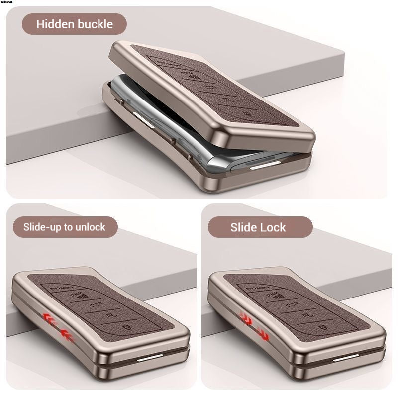 Load image into Gallery viewer, Lexus Aluminum Alloy Leather Car Key Fob Case Cover For ES200, ES300,  RX300, 350h, NX200, LX570
