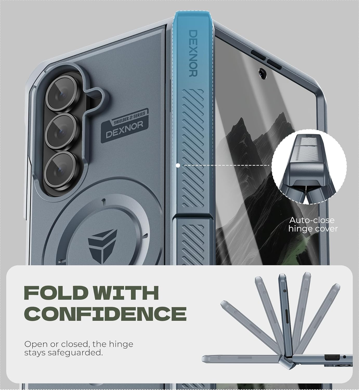 [Dual Kickstands & Front Screen Protector & Zipper Protection] Samsung Galaxy Z Fold7 Dexnor Military-Grade Magnetic Case With Shockproof Hinge Cover - i-Station Mobile Phone & Electronic Device Repair and Accessories