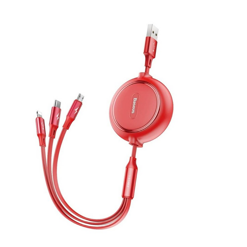 Load image into Gallery viewer, Baseus Golden Loop Retractable 3 in 1 USB Cable 3.5A (35cm-120cm)
