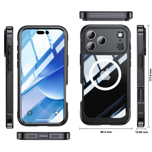 [Magsafe Compatible][Built-in Glass Screen Protector] Apple iPhone 17/Air/Pro/Pro Max - Transparent Full Covered Shockproof Lifeproof Series Case