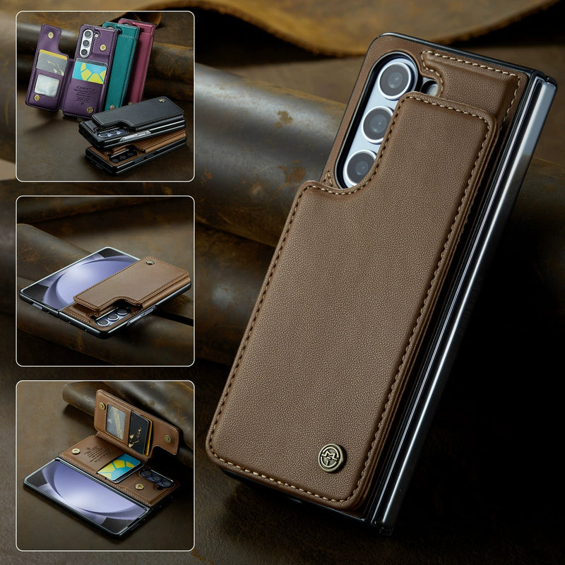 Load image into Gallery viewer, Samsung Galaxy Z Fold 6 (SM-F956) Premium Leather Flip Shockproof Wallet Series Case
