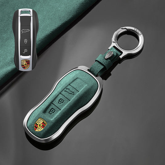 Porsche Luxury Suede Car Key Fob Case Cover For Macan, Cayenne, 911, Panamera, 718, Taycan, 992