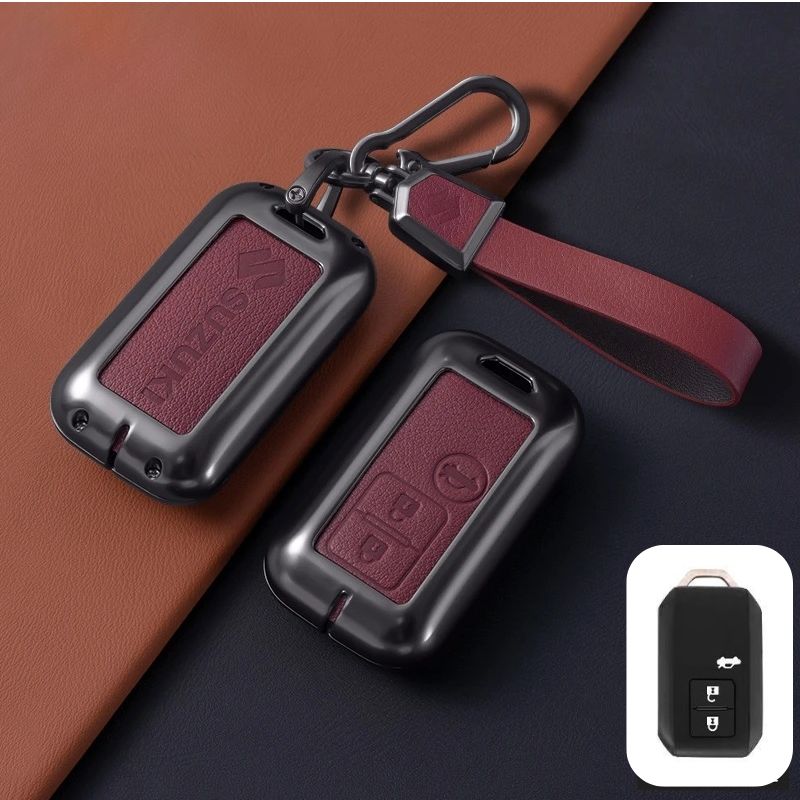 Load image into Gallery viewer, Suzuki Zinc Alloy Geuine Leather Car Key Fob Case Cover For Swift, Vitara, Baleno, Ciaz, SX4,  S-Cross, Jimny, Baleno, Ertiga
