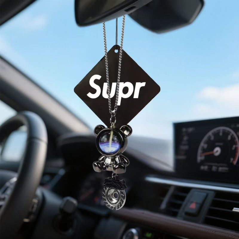 Load image into Gallery viewer, Exquisite Minimalist Astronaut Bear Car Hanging Ornament – Rearview Mirror Pendant Decoration
