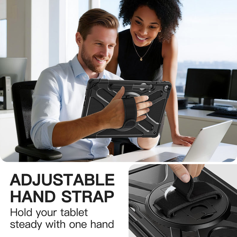 Load image into Gallery viewer, Microsoft Surface Pro 12 (2025) - Heavy Duty 360 Degree Rotate Stand Hand Strap Case With Shoulder Strap
