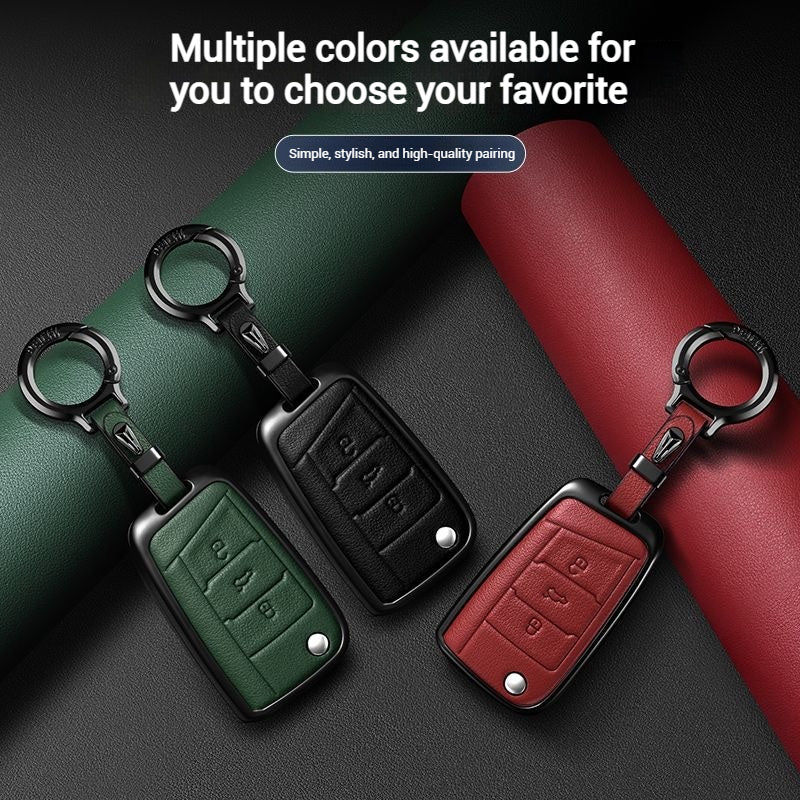 Load image into Gallery viewer, Volkswagen Zinc Alloy + PU Leather Car Key Fob Case Cover For Golf 7, Golf 8, Tiguan, Jetta, Passat, Lamando L, ID.3, ID.4,  ID.5, ID.6
