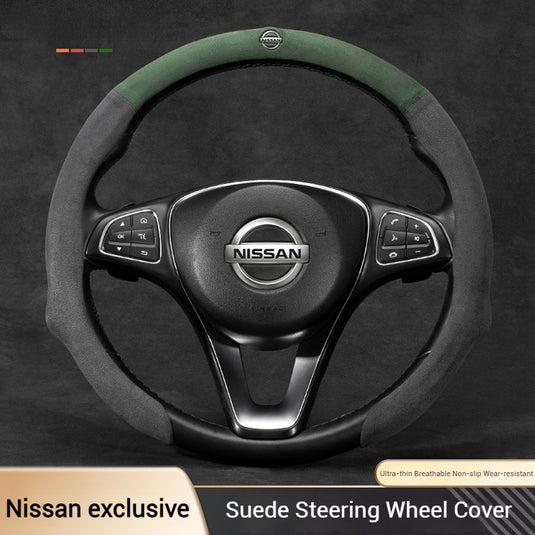 [38 CM] Nissan Suede Car Steering Wheel Covers With Logo For Altima, Sylphy, X-Trail, Qashqai, Tiida - i-Station Mobile Phone & Electronic Device Repair and Accessories