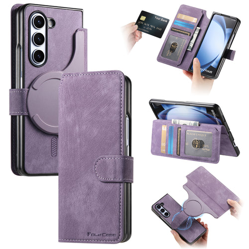 [Magsafe Compatible][Detachable] Samsung Galaxy Z Fold5 SM-F946 Leather Flip Shockproof Wallet Series Case With Card Slot