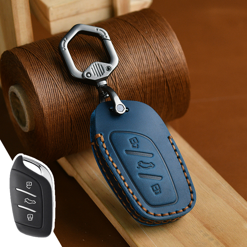 Load image into Gallery viewer, Roewe Handcrafted Genuine Leather Car Key Fob Case Cover For Roewe i5, RX5, i6 MAX, RX3, IMAX8, MG5
