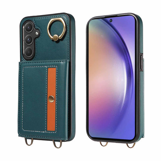 [With Ring Bracket][With Card Holder] Samsung S25/Plus/Ultra - Two-tone PU Leather Wallet Series Case