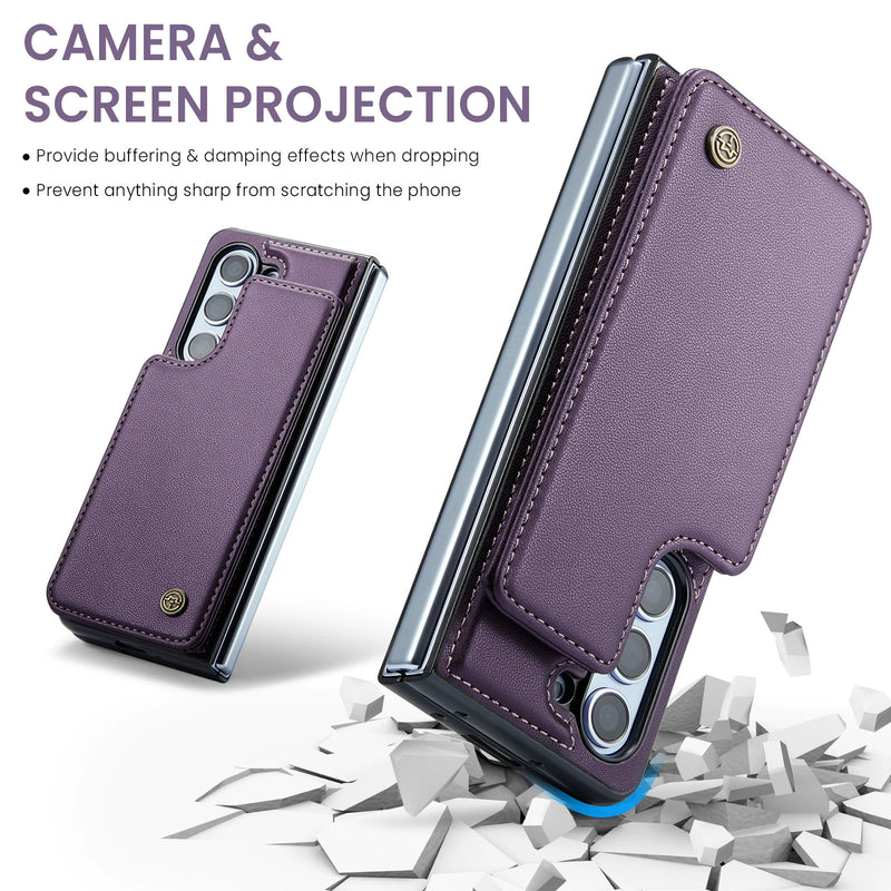 Load image into Gallery viewer, Samsung Galaxy Z Fold 6 (SM-F956) Premium Leather Flip Shockproof Wallet Series Case
