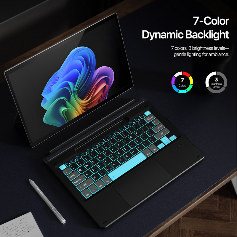 Load image into Gallery viewer, [With RGB Backlit] Microsoft Surface Pro 11/10/9/8/X Compatible Wireless Bluetooth Magnetic Touchpad Keyboard

