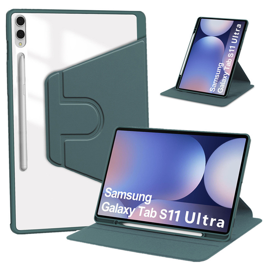 [With Pen Slot] Samsung Galaxy Tab S11 Ultra (2025) 14.6" - 360 Degree Rotating Flip Cover Case