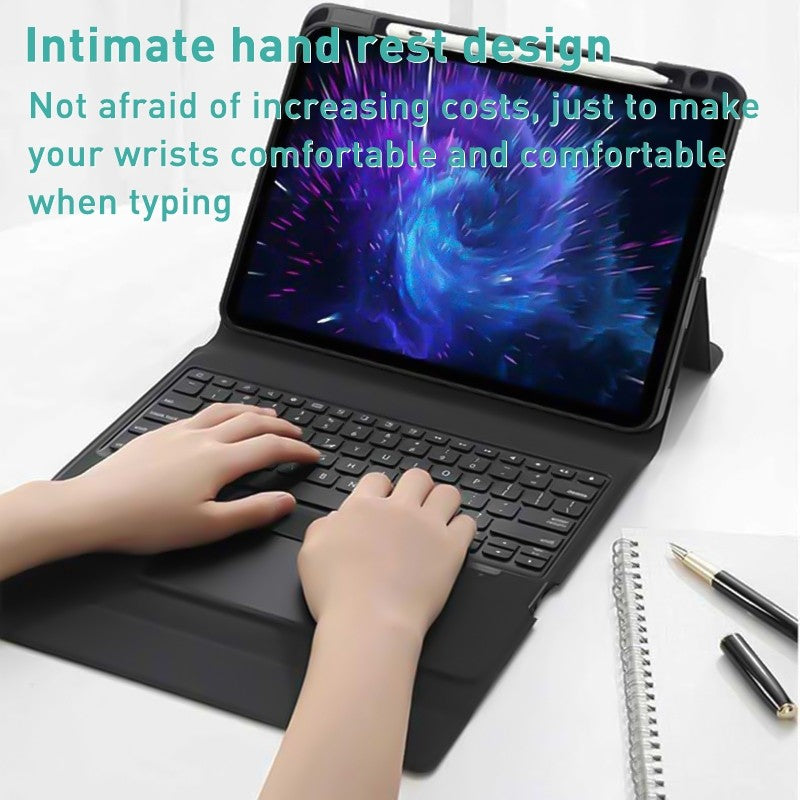 Load image into Gallery viewer, [Built-in Pen Slot] Apple iPad 5/6 9.7&#39;&#39; 5/6th Gen (2017/2018) Integrated Bluetooth Keyboard Touchpad Leather Case With Backlight
