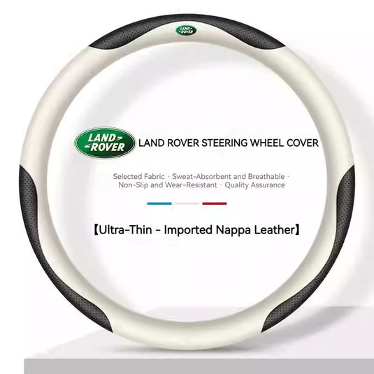 Land Rover Genuine Leather Spliced Design with Breathable & Anti-Slip Grip Steering Wheel Cover For Range Rover, Velar, Evoque, Discovery, Defender