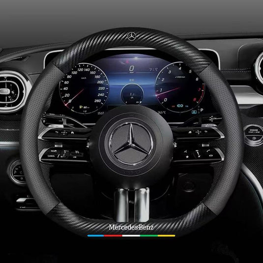 Mercedes-Benz Suede Carbon Fiber Car Steering Wheel Covers For C260L, C200L, GLC, GLA,  E300L, A180, GLB220, CLA