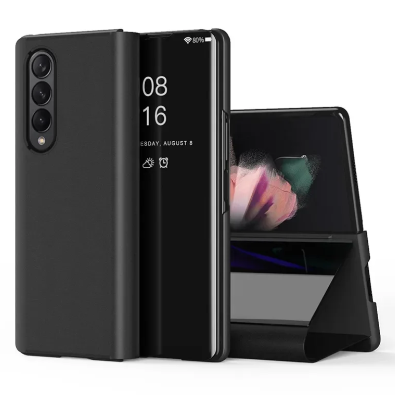 Load image into Gallery viewer, Samsung Galaxy Z Fold 6 SM-F956 PU Leather Visible Mirror Flip Shockproof Essentials Series Case
