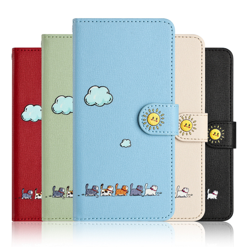 Load image into Gallery viewer, [With Card Slot] Apple iPhone 15/Plus/Pro/Pro Max Cartoon Flip Genuine Leather Series Case
