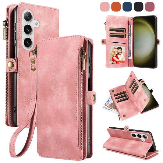 [Built-in Card Slot][With Strap] Samsung Galaxy S25/Plus/Ultra/FE Premium Genuine Leather Wallet Protective Case - i-Station Mobile Phone & Electronic Device Repair and Accessories