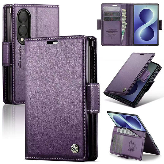 [With Card Slot] Samsung Galaxy Z Fold8 / Ultra - Premium Leather Shockproof Wallet Series Case