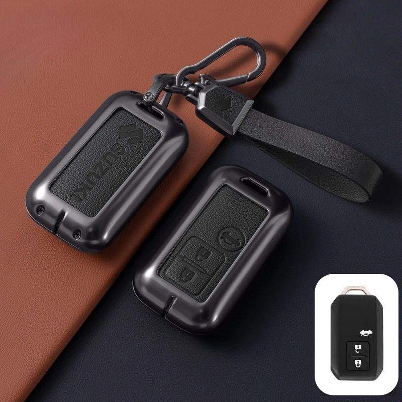 Load image into Gallery viewer, Suzuki Zinc Alloy Geuine Leather Car Key Fob Case Cover For Swift, Vitara, Baleno, Ciaz, SX4,  S-Cross, Jimny, Baleno, Ertiga

