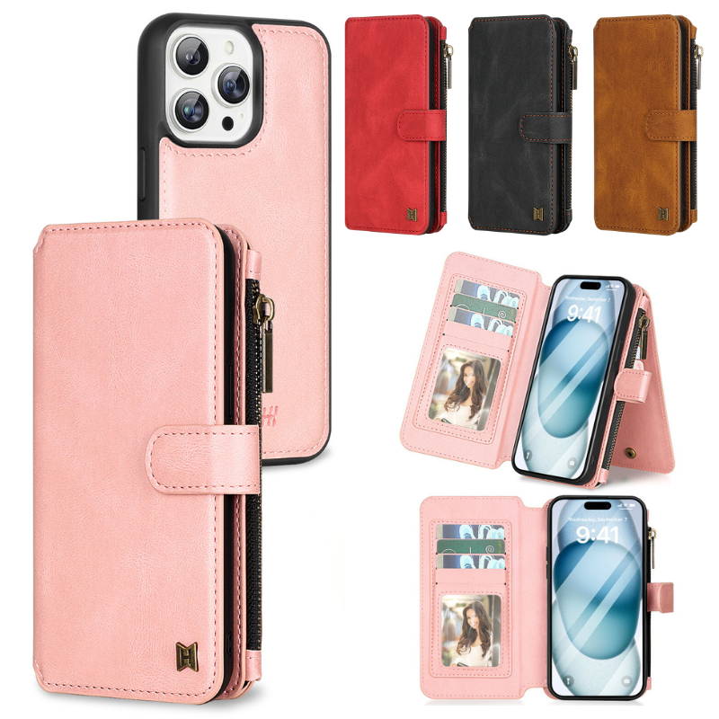 Load image into Gallery viewer, [Detachable][With Card Slot] Apple iPhone 15/Plus/Pro/Pro Max Multi-functional Leather Folding Shockproof Wallet Series Case
