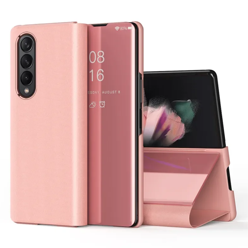 Load image into Gallery viewer, Samsung Galaxy Z Fold 6 SM-F956 PU Leather Visible Mirror Flip Shockproof Essentials Series Case
